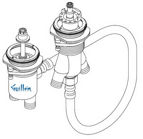 Hansgrohe; 13550; Tub deck filler valve rough 2 hole thermostatic dual rough handle; Series Hansgrohe