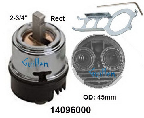 Hansgrohe 14096000;;__ 2-3/4in Rect; Single lever cartridge for mixers 38 degrees; in Unfinish