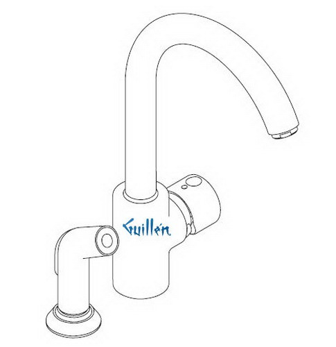 Hansgrohe Axor; 14856; Kitchen faucet single lever handle high spout with side sprayhead for 2 hole; Series Uno