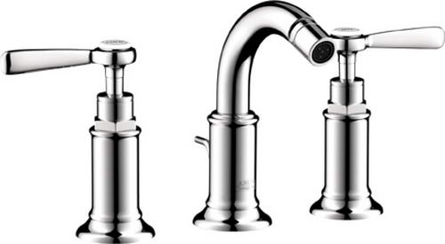 Hansgrohe Axor; 16524; Bidet faucet widespread dual lever handles with front spray; Series Montreux
