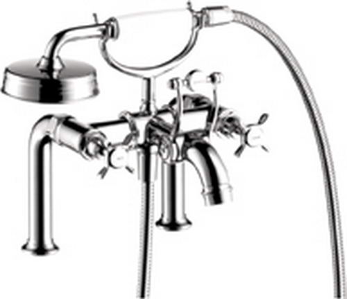 Hansgrohe Axor; 16542; Tub deck filler valve exposed dual cross handle with hand spray head; Series Montreux