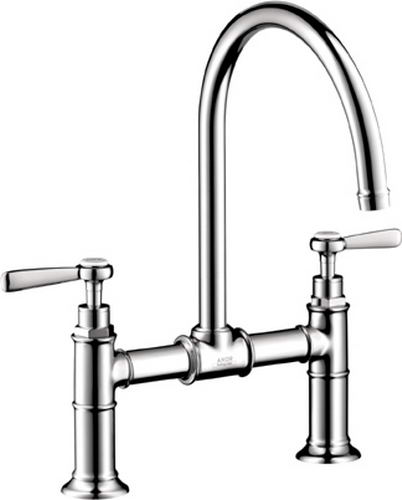 Hansgrohe Axor; 16805; Kitchen faucet dual lever handle high spout for 3 hole; Series Montreux