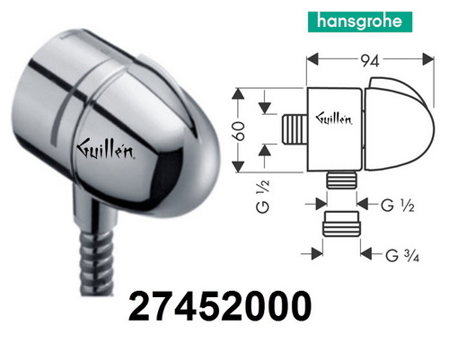 Hansgrohe; 27452; Shower 90 degree wall volume control outlet; Series Hansgrohe