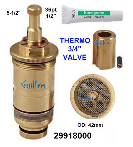 Hansgrohe 29918000; Pharo;__ 5-1/2in 36pt; Thermostatic cartridge DN20; in Unfinish