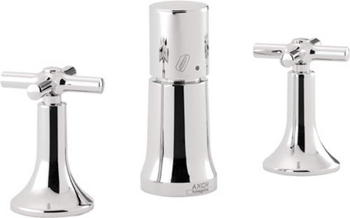 Hansgrohe Axor; 37224; Bidet faucet trim widespread dual cross handles with vertical spray and vaccum breaker; Series Terrano