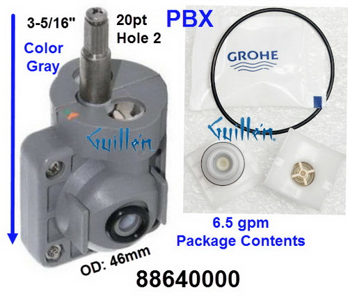 Hansgrohe 88640000;;__ 3-5/16in 20pt; Pressure balance cartridge 6.5gpm; in Gray