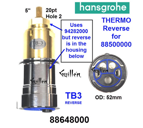 Hansgrohe 88648000;;__ 5in 20pt; Thermostatic cartridge in reverse for TB III 88500000 in Unfinish