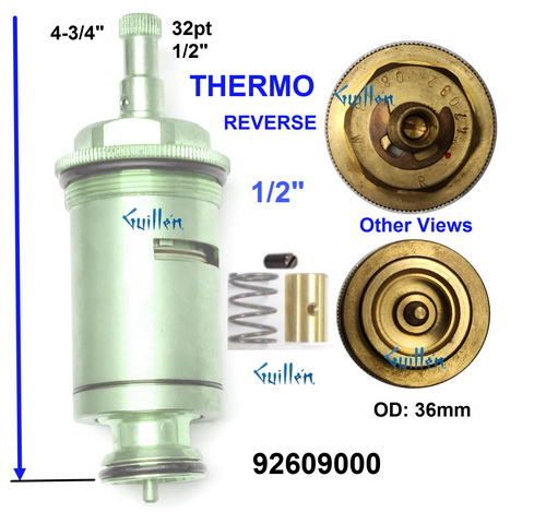 Hansgrohe 92609000;;__ 4-3/4in 32pt; Thermostatic cartridge reverse for 1/2 inch valve, in Unfinish