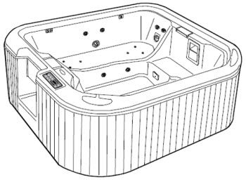Jacuzzi K780000; Quantum Plus (R); 1999 Spa balboa Platinum Plus Series 3 HTA / 6 HTC / 18 BMH jets 10 air injectors pump motor 230 volt technical part breakdown owner manuals Specifications Catalog   P725000; M271000B