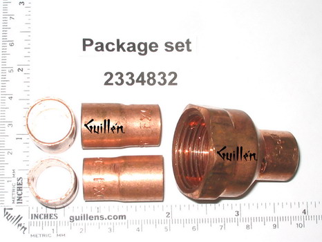 Jacuzzi 2334832; Water Rainbow; 3/8" c x 1/2" spigot copper conversion kit with 3/4" fip x 1/2" adapter; Unfinish