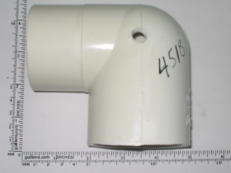 Jacuzzi 4518000; Cara / Prima; 2" spigot x 2" s 90 degree pvc elbow suction fitting machine tap for right pump suction or to replace B07102T and adapt the angle; in Unfinish; Replaces 409-020-HL;