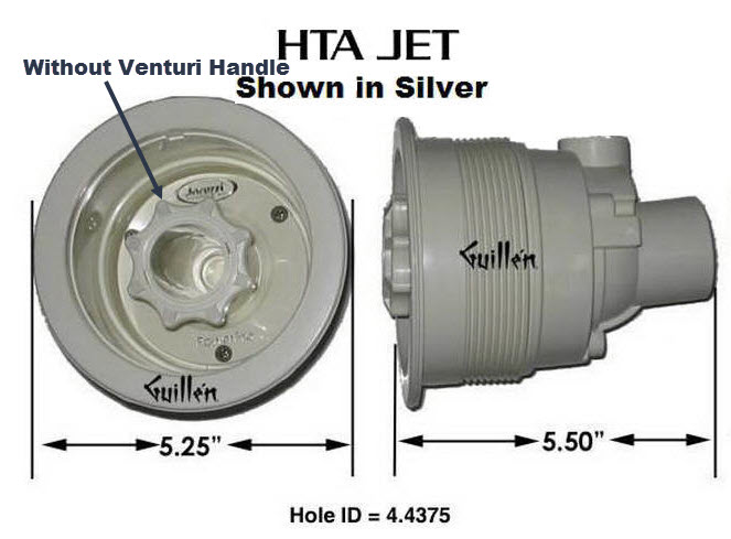 Jacuzzi 4870917; HTA Jet;Assembly Less venturi handle, back up ring and nut; in Black   1644917; X269917