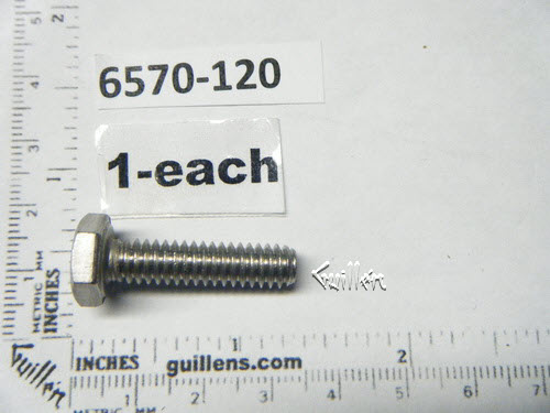 Jacuzzi 6570-120; ; water fall hex bolt 1/4-20 x 1" inch ; in Stainless Steel