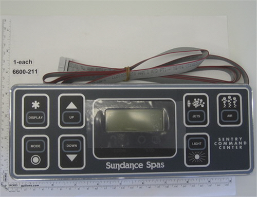 Jacuzzi 6600-211; panel 800 1 pump 1991-1993; in Unfinish; Discontinued Product
