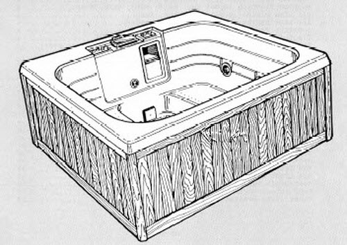 Jacuzzi 6950000; Vectra II (R); 1988 Spa Series Whirlpool Spa 4 AMH jets 1.0 hp / 2 speed pump motor 230 volt technical part breakdown owner manuals Specifications Catalog   7438000C