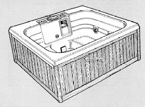 Jacuzzi 8390000; Vectra (R); 1988 Spa Series Whirlpool Spa (with light) 4 AMH jets 1.0 hp / 2 speed pump motor 230 volt technical part breakdown owner manuals Specifications Catalog   7438000C