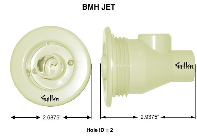 Jacuzzi 8489914; ; bmh jet disassembled less holding nut   8411914 8412914 8413914 8487000  ; in Unfinish