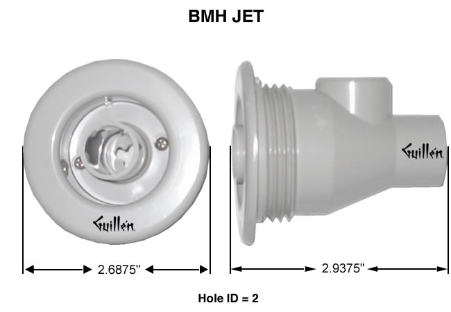 Jacuzzi 8489945; BMH Jet; Assembly less holding nut; in Silver   8411945; 8412945; 8413945; 8487000; 8489953