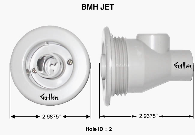 Jacuzzi 8489953; BMH Jet; Assembly less holding nut; in Gray   8411953; 8412953; 8413953; 8487000   ; Discontinued Product - Use Jacuzzi 8489945