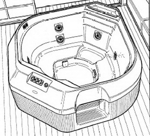 Jacuzzi 9400000; Razza (R); 1993 Spa Series Whirlpool Spa- sold after 1/1/93 5 HTA / 1 AMH jets .75 hp pump motor 230 volt technical part breakdown owner manuals Specifications Catalog   9492000C