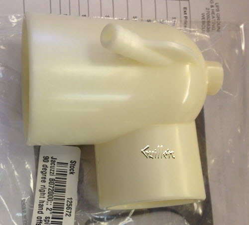 Jacuzzi B072000;; 2" spigot x 2" s 90 degree offset pvc suction fitting street elbow drain down right hand; Unfinish; Discontinued Product