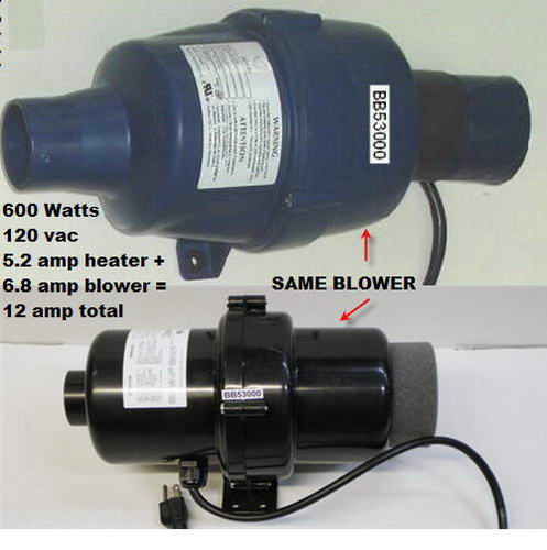 Jacuzzi BB53000;; Bath blower 600 watt heater 120 volt vac 60hz 12 amp comfort pure air bath; Unfinish; Discontinued Product - Use Jacuzzi HF75
