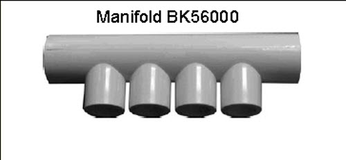 Jacuzzi BK56000;; Manifold jet 4 port (discharge).; Unfinish