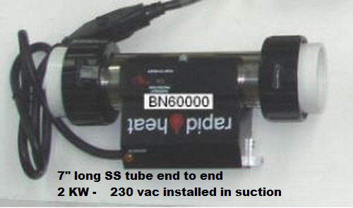 Jacuzzi BN60000;; Bath heater 2 kw 230 vac 7" longfor suction; Unfinish