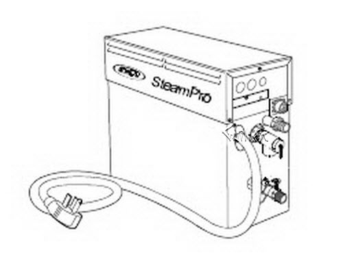 Jacuzzi E206000; Steampro (R); 1995 Steam Series steamer unit 240v/6kw 208v/4.5kw 110-180/80-130 cu. ft. 240/208 volt ac 30 amp 3 WIRE technical part breakdown owner manuals Specifications Catalog   G354000