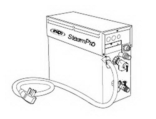 Jacuzzi E209000; Steampro (R); 1995 Steam Series steamer unit 240v/9kw 208v/6.8kw 180-390/180-210 cu. ft. 240/208 volt ac 50 amp 3 WIRE technical part breakdown owner manuals Specifications Catalog   G354000