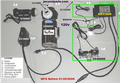 Jacuzzi EJ10000; Designer IV; complete kit 120 volt electronic; unfinish; Discontinued Product