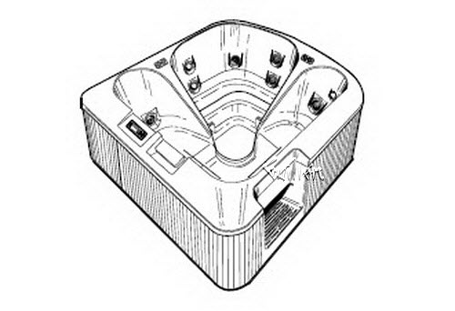 Jacuzzi F280000; Tirage Plus (R); 1995 Spa Platinum Series Whirlpool Spa w/ Electronic Controls 7 HTA / 1 AMH / 2 BMH jets 3.0 hp / 1.0 hp pump motor 230 volt 50 amp filter 50 sq heater 5.5 kw technical part breakdown owner manuals Specifications Catalog   E993000