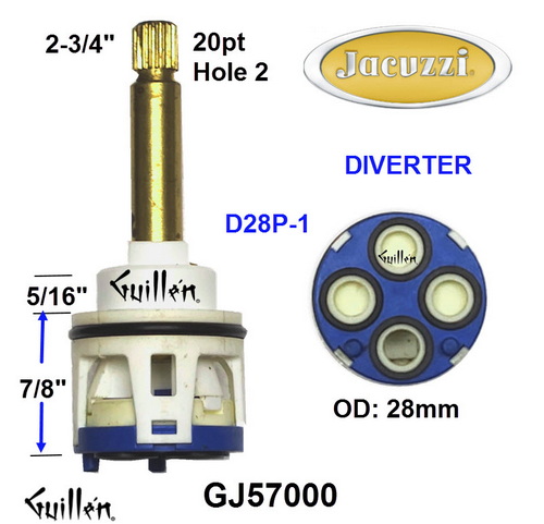 Jacuzzi GJ57000; Ristorre;__ 2-3/4in 20pt; Diverter cartridge D28P-1; unfinish
