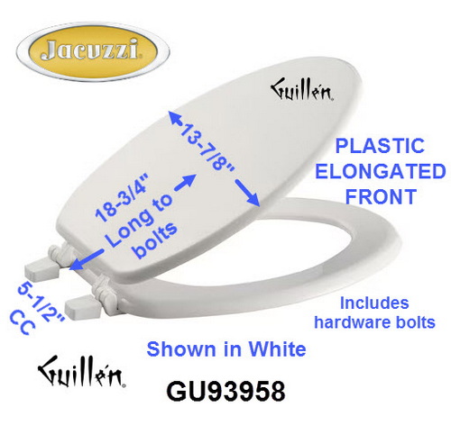Jacuzzi GU93958; EL Std; Plastic toilet seat elongated front standard; in Almond