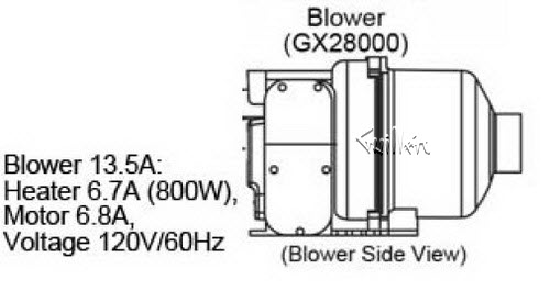 Jacuzzi GX28000; ; Blower 800 watt 120 volts global luxury air bath J4; in Unfinish; Discontinued Product