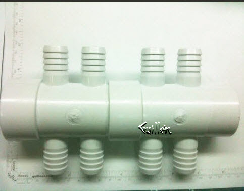 Jacuzzi H197000;; 1 1/2" spigot x 1 1/2" s x 8 port 3/4" barb pvc manifold; Unfinish