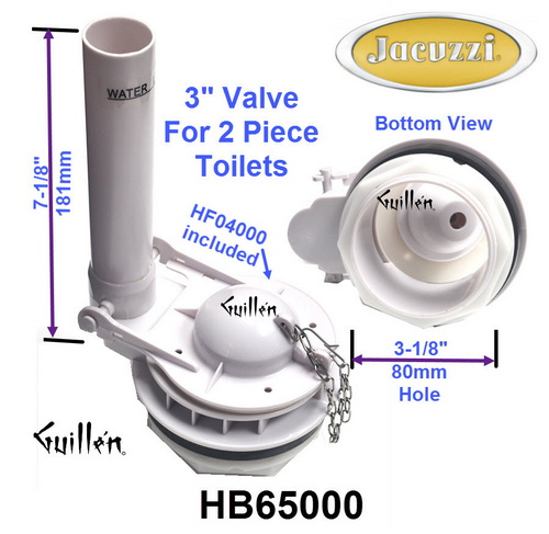 Jacuzzi HB65000; Prestige; 3 inch toilet flush valve with flapper and chain; in Unfinish