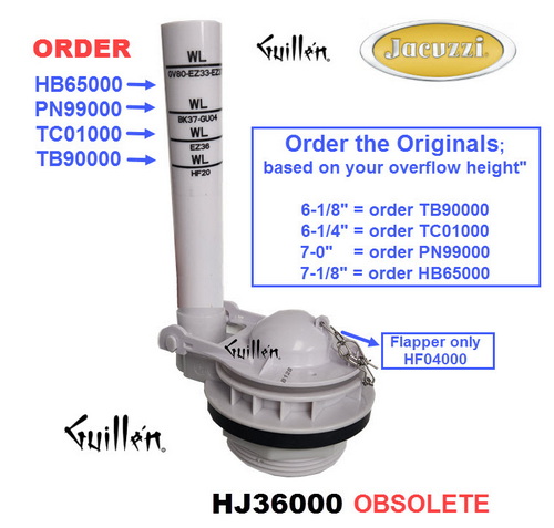 Jacuzzi HJ36000; ; 3 inch flush valve; unfinish; Use TB90000 or TC01000 or PN99000 or HB65000
