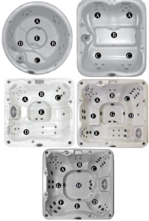 Jacuzzi J-200 Series ;; 2008 Spa technical part breakdown owner manuals specifications catalog Spa Models for J-210; J-220; J-230; J-270; J-280