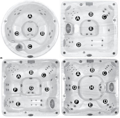 Jacuzzi J-200 Series ;; 2011 Spa technical part breakdown owner manuals specifications catalog Spa Models for J-210; J-230; J-270; J-280