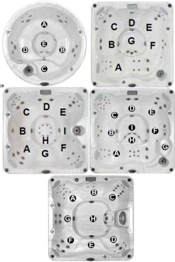 Jacuzzi J-200 Series ;; 2013 Spa technical part breakdown owner manuals specifications catalog Spa Models for J-210; J-235; J-245; J-275; J-280