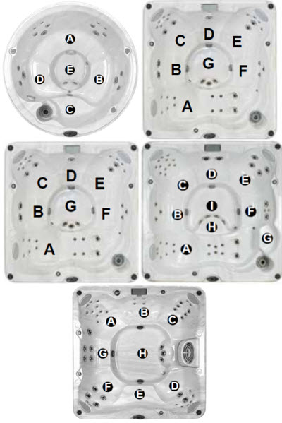 Jacuzzi J-200 Series ;; 2014 Spa technical part breakdown owner manuals specifications catalog Spa Models for J-210; J-235; J-245; J-275; J-280