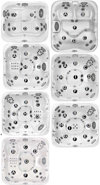 Jacuzzi J-300 Series ;; 2010 Spa technical part breakdown owner manuals specifications catalog Spa Models for J-315; J-325; J-335; J-345; J-355; J-365; J-375
