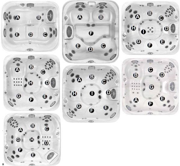 Jacuzzi J-300 Series ;; 2011 Spa technical part breakdown owner manuals specifications catalog Spa Models for J-315; J-325; J-335; J-345; J-355; J-365; J-375