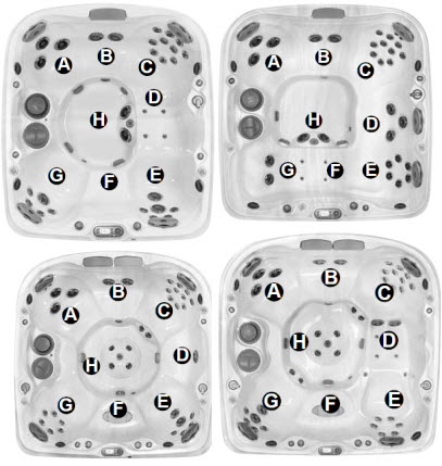 Jacuzzi J-400 Series ;; 2010 Spa technical part breakdown owner manuals specifications catalog Spa Models for J-460; J-465; J-470; J-480