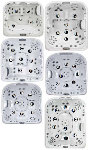 Jacuzzi J-400 Series ;; 2013 Spa technical part breakdown owner manuals specifications catalog Spa Models for J-415; J-425; J-465; J-470; J-480; J-495