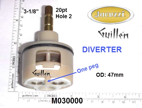 Jacuzzi M030000; Cisal Italy;__ 3-1/8in 20pt; Diverter cartridge for E417827 E417829 and E417902; Unfinish; 9.13562