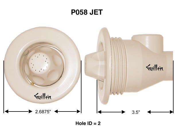 Jacuzzi P058904;; Jet body spray assembly 16 hole welded; in Tan; Discontinued Product