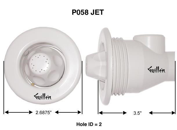 Jacuzzi P058914;; Jet body spray assembly 16 hole welded; in Almond   P057914