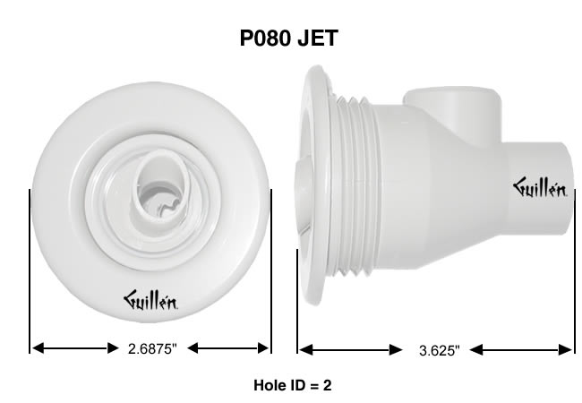 Jacuzzi P080000; Power Pulse; spinning jet assembly less holding nut; in White; Discontinued Product